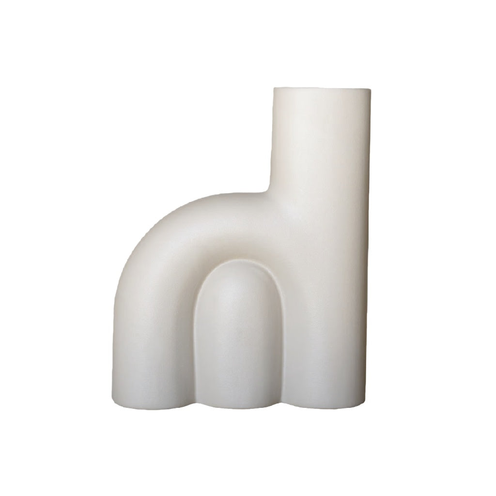 Contemporary White Ceramic Vase with Abstract Design