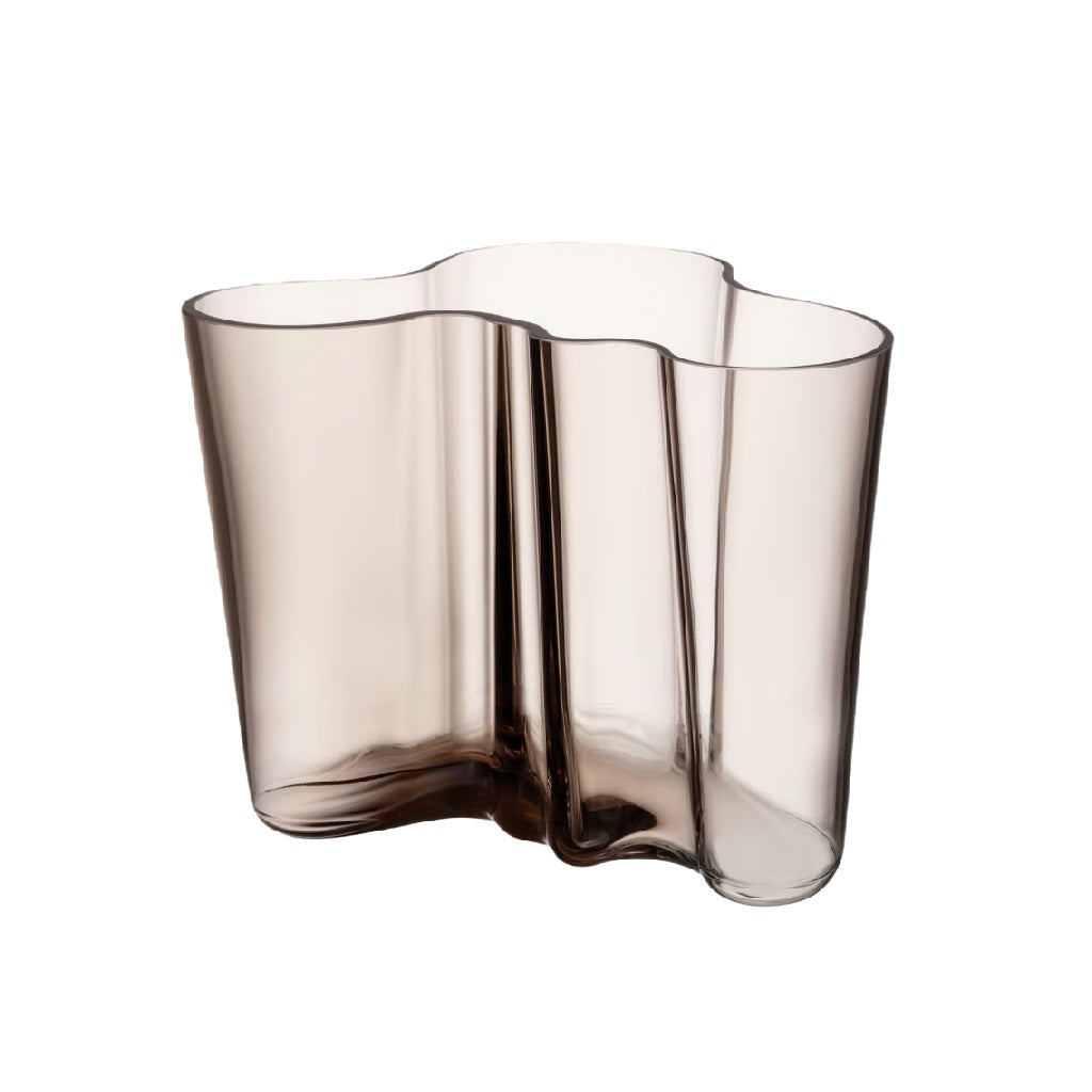 Smoked Glass Vase with Curved Design