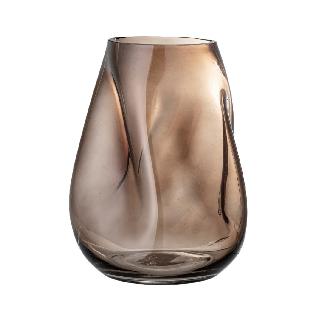 Smoked Glass Vase with Swirling Design