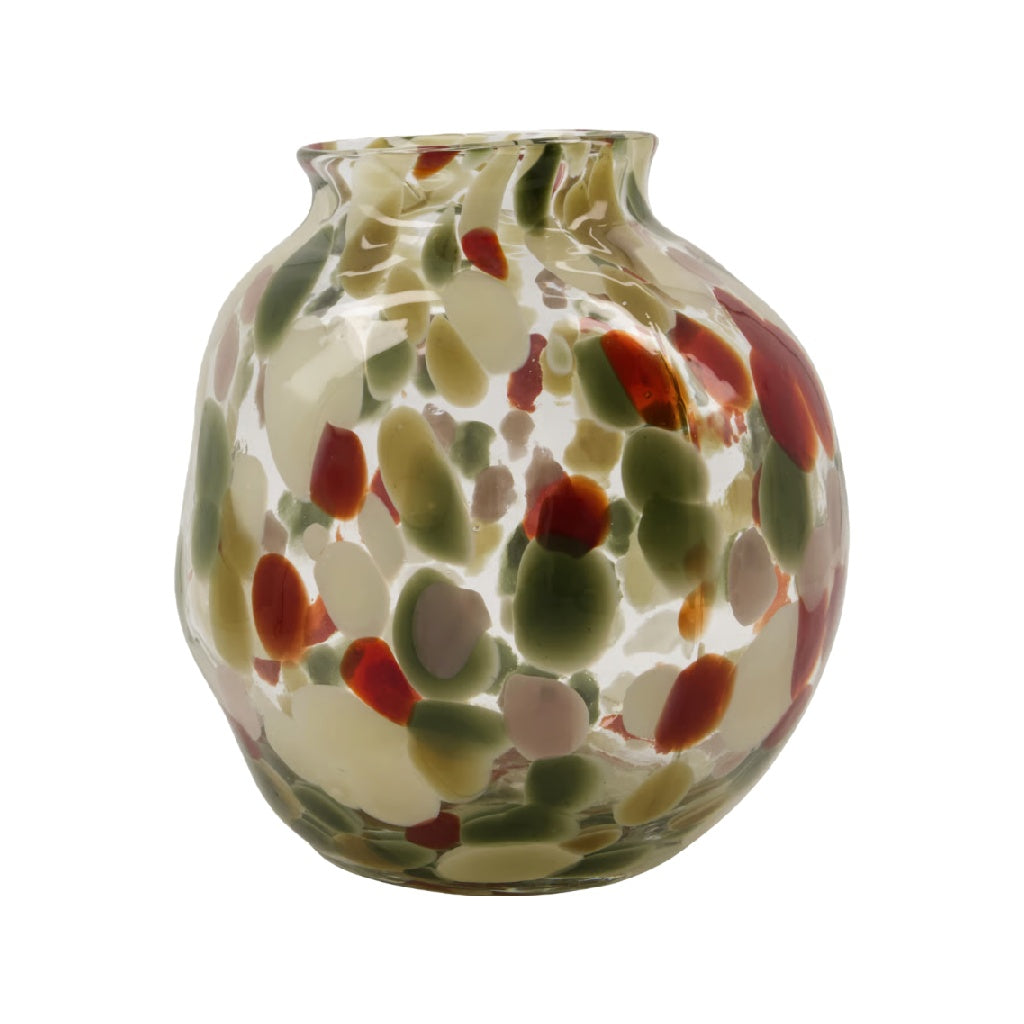 Multicolored Glass Vase with Speckled Design