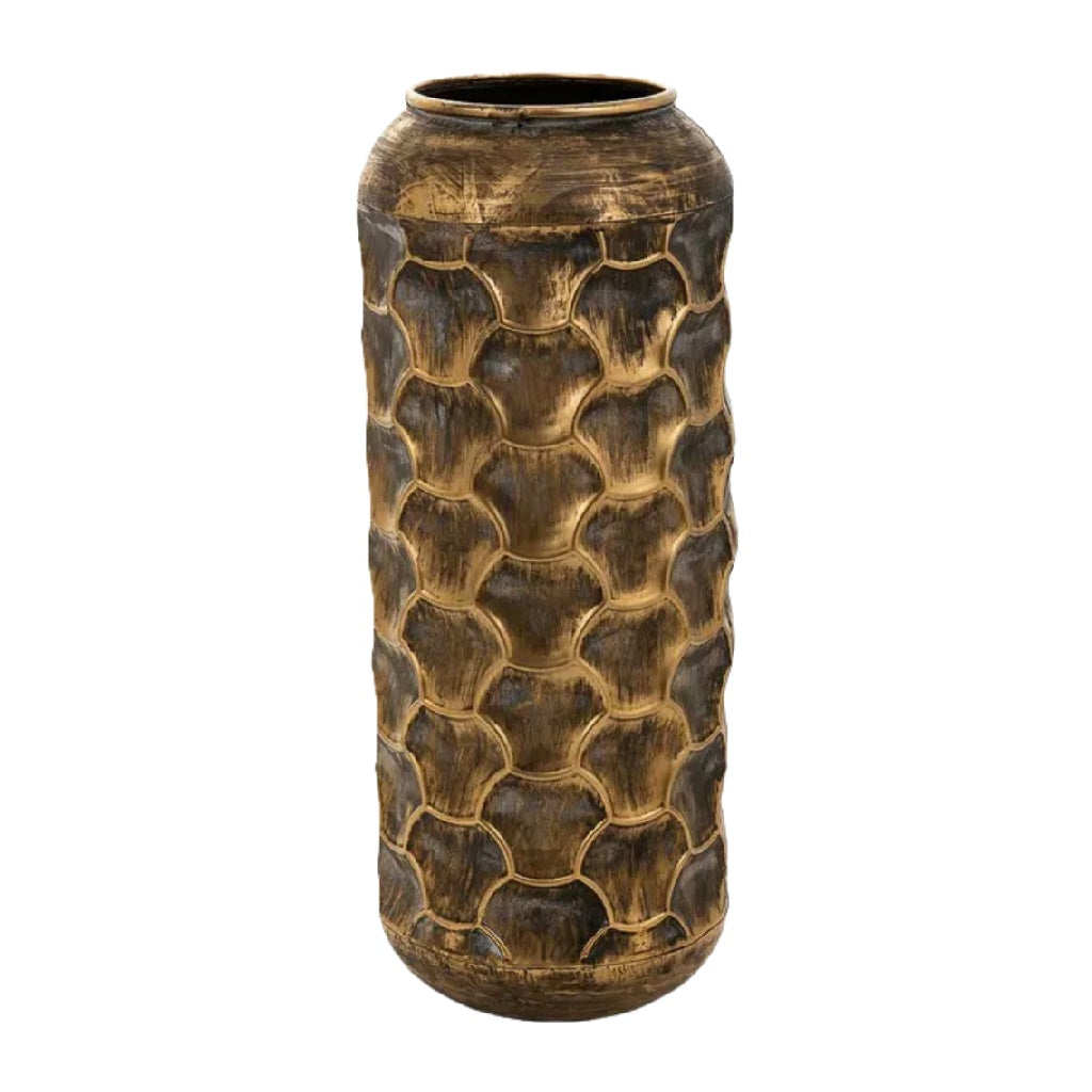 Vase en céramique avec motif en nid d'abeille, finition or antique