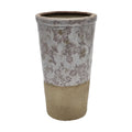 Vase en céramique avec motif floral et base texturée