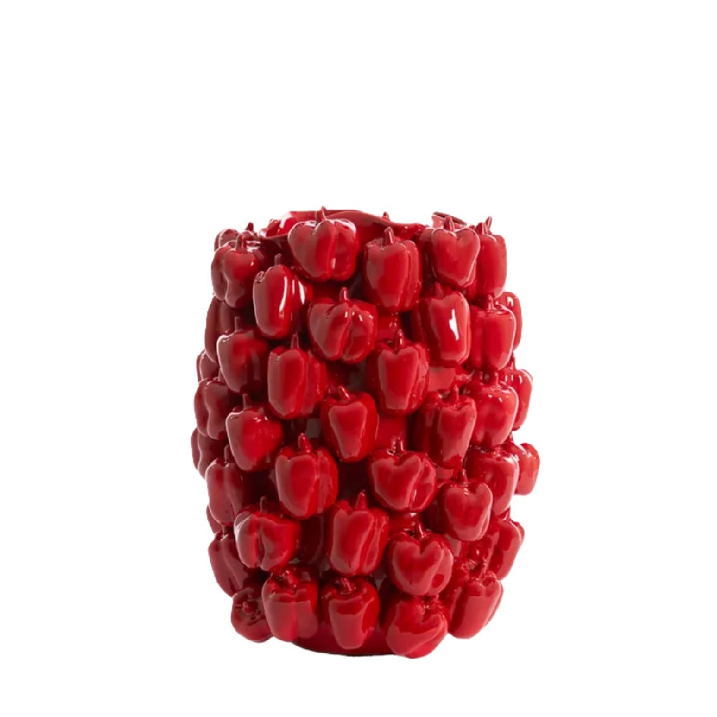 Vase en céramique en forme de pommes rouges