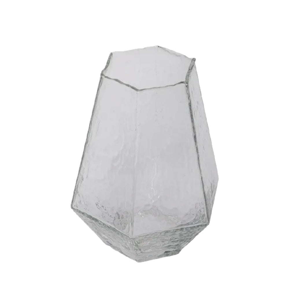 Vase en verre géométrique transparent